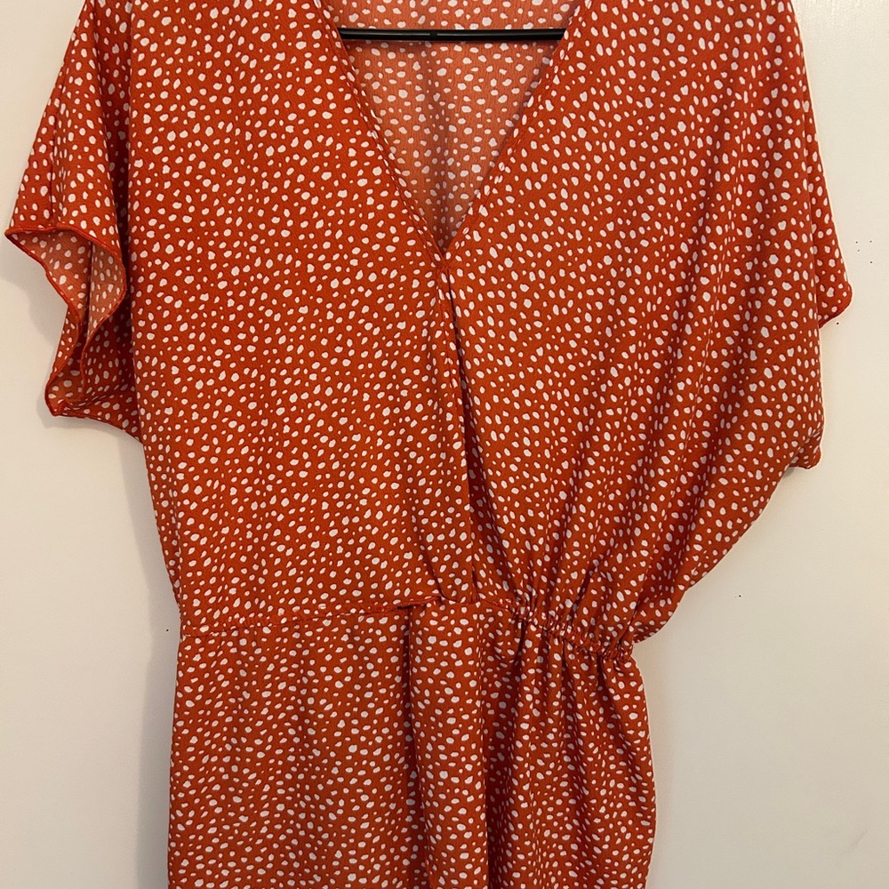 Orange Flutter Sleeve Wrap Blouse